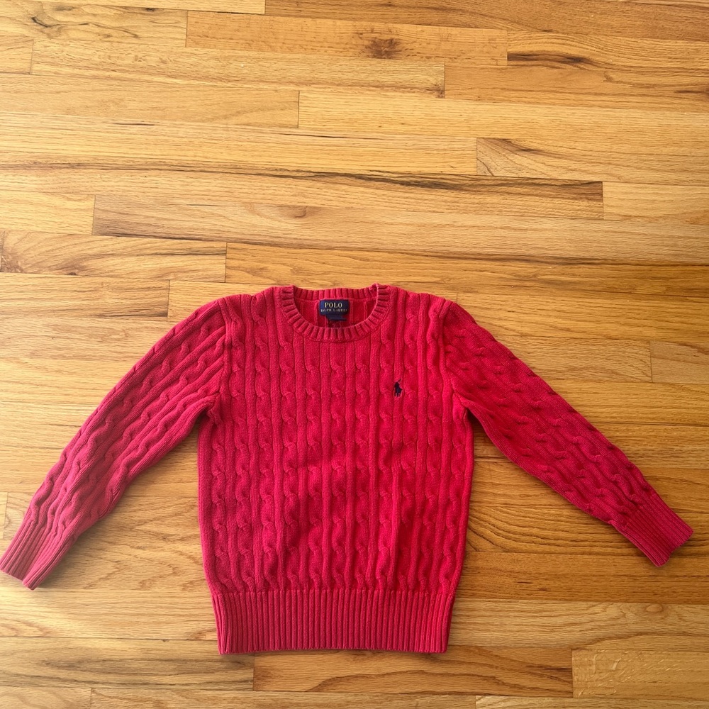 Christmas red Polo Ralph Lauren long sleeve Sweater. Boy size 8 - Picture 3 of 7